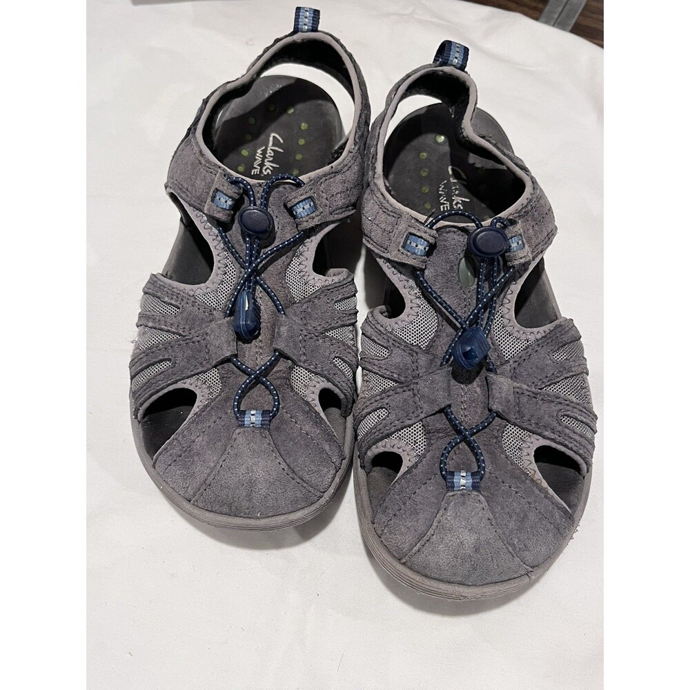 Clarks Wave Women’s Sport Sandals Gray Blue Approx Size 9 Walking Outdoor